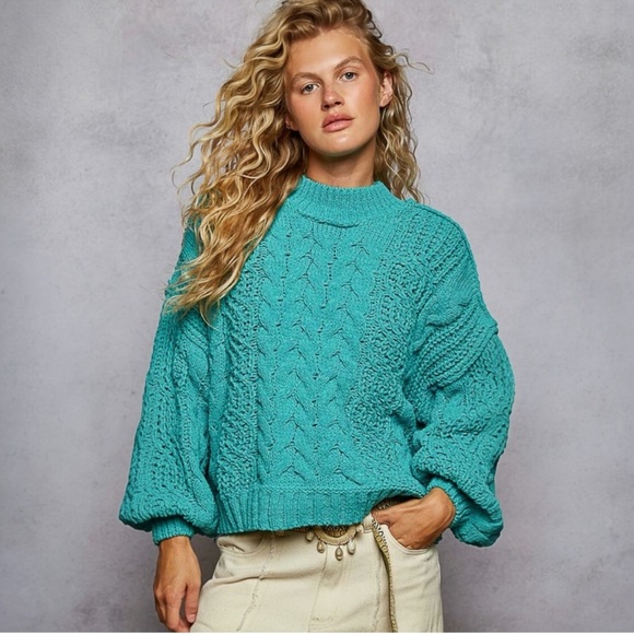 🌸NWT: POL Mock Neck Cable Knit Sweater - Picture 9 of 9